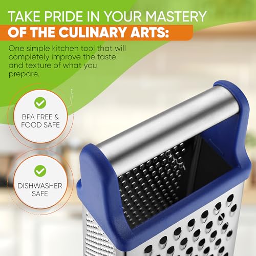 Spring Chef Stainless Steel XL Cheese Grater for Kitchen, Sapphire - color: Sapphire
