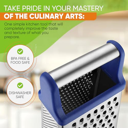Spring Chef Stainless Steel XL Cheese Grater for Kitchen, Sapphire - color: Sapphire