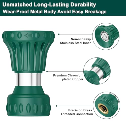 FANHAO Fireman Style Hose Sprayer Nozzle, High Pressure Adjustable Sprayer - color: Green