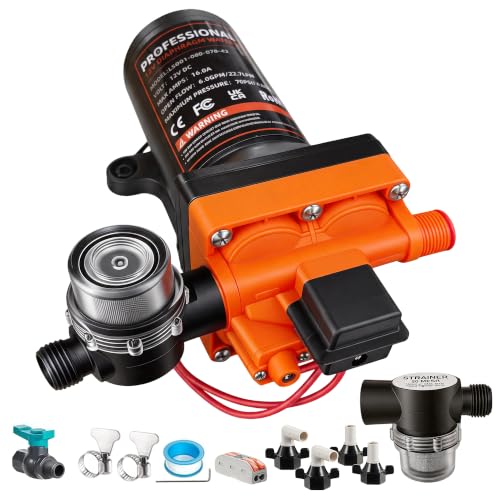 Rv Water Pump 12V 6.0 GPM 70PSI,Quiet Fresh Water Pump for RV Camper