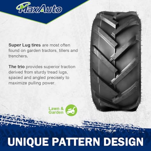 MaxAuto Ag Tractor Tires 16x6.50-8 & 23x10.50-12 Lawn Mower Agriculture Farm Tire, Super Lug 6-Ply Tubeless Tire,16x6.5-8 Front & 23x10.5-12 Rear Garden Golf Riding Turf Tires, 4 Pack in 2 Packages - size: 16X6.50-8&23X10.50-12