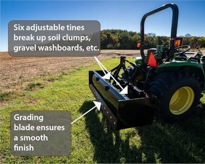 Impact Implements® 72" Box Scraper 3-Point Attachment for Cat-1 Tractors