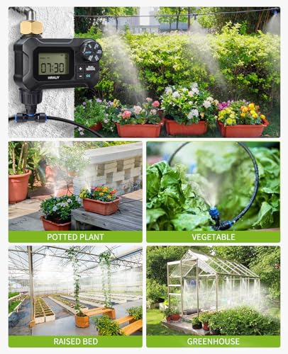 HIRALIY 59FT Drip Irrigation Kit with Water Timer, Quick-Connect - size: 59 feet