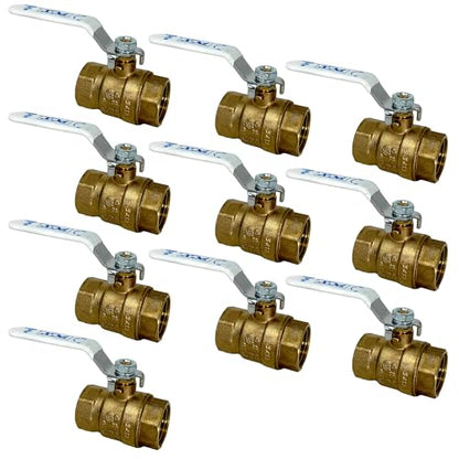 [10-Pack] PROCURU 3/4-Inch FIP Female NPT Threaded (FxF) Heavy Duty Brass Ball Valve, Full Port, 600 WOG, LF Certified Safe (3BT075-10P) - size: 0.75 Inch (10-Pack), style: Heavy Duty (FxF)