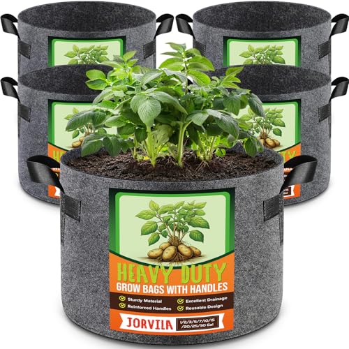 Jorvila 5-Pack 5 Gallon Grow Bags - color: Gray, size: 5 Gallon