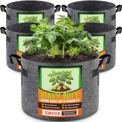 Jorvila 5-Pack 5 Gallon Grow Bags - color: Gray, size: 5 Gallon