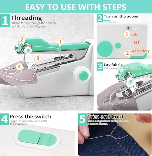 Handheld Sewing Machine for Beginners, Mini Sewing Machine for Quick Stitching with Sewing Kits Suitable for Home,Travel,DIY