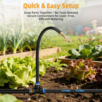 200FT Drip Irrigation System, 2026 Upgrade Garden Watering Kit with 32pcs 360° Adjustable Copper Nozzles, High-Flow DIY Sprinkler System for Large Gardens, Farms, Greenhouses, Lawns (200 ft) - size: 200 ft