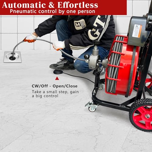 Winado Drain Cleaner Machine, 100 ft x 1/2 in Sewer Auger for 1-4 in Pipes