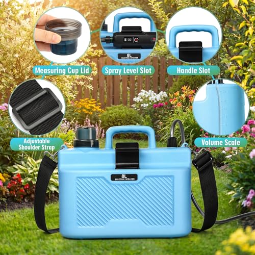 Battery Powered Sprayer 1.35 Gallon, Upgrade Electric Sprayer with Ergonomic Handle for Retractable Wand, Force Indicator, Adjustable Shoulder Strap for Garden, Weed Lawn and Cleaning - size: 1.35Gallons