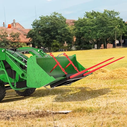 YITAMOTOR 49" Hay Spear Attachment, 3000lbs Bucket Tractor Dual Bale Spears - size: 49 Inch