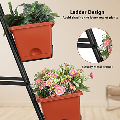 Raised Garden Bed with Legs 4 Tier Vertical Herb Garden Planter, Brick Red - color: Brick Red