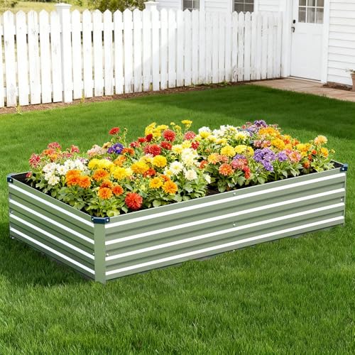 Vengarus 2PCS 8x2x1ft Galvanized Raised Garden Beds Kit,Planter Box Silver - color: Silver, size: 8x2x1FT(2PCS)