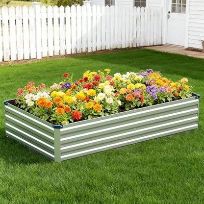 Vengarus 2PCS 12x4x1ft Galvanized Raised Garden Beds Kit,Planter Box Silver - color: Silver, size: 12x4x1FT(2PCS)