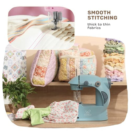 CraftBud Mini Sewing Machine for Beginners, Adults and Kids Sewing Machine - color: Blue, size: Premium Set