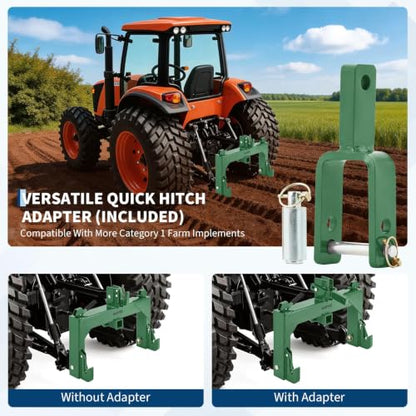 IDEALHOUSE 3-Point Quick Hitch with 2" Receiver & Versatile Top Adapter - color: Green