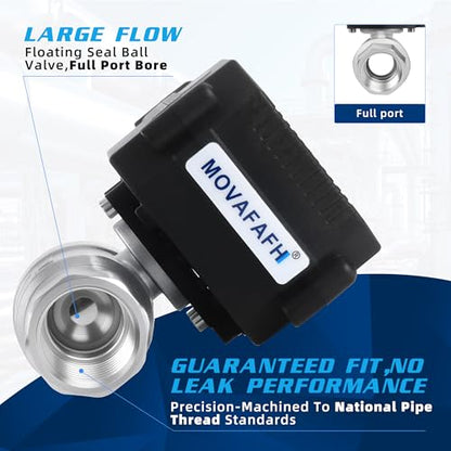 1" WiFi Smart Water Shutoff Valve - 5V DC Remote Control Timer, Stainless Steel, Mobile App Operation - size: 1 inch