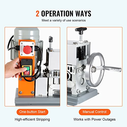 VEVOR Electric Wire Stripping Machine, 0.06''-1.42'' Automatic Wire Stripper Machine, 370 W, 88 ft/min Wire Stripper with An Extra Manual Crank, 11 Channels Electric Wire Stripper, Copper Stripper - style: Electric 370W