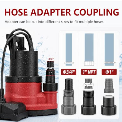 1/3 HP Submersible Utility Pump, 11V 2550 GPH,Portable Sump Pump with Auto