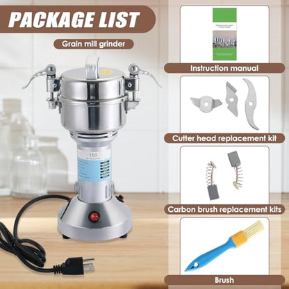 MAOPINER 750W Electric Grain Mill, 150g Stainless Steel Spice Grinder