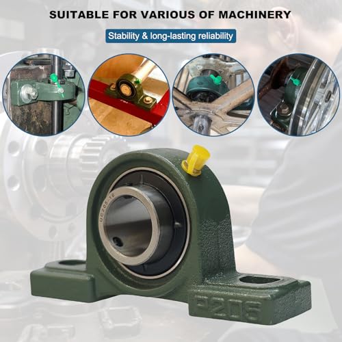 Tonmp 4 Pack UCP205-16 Pillow Block Mounted Ball Bearing - 1" Bore - Solid Cast Iron Base - Self Aligning … - size: 4, style: UCP205-16