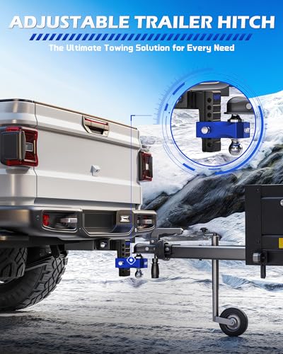 OMT Adjustable Trailer Hitch, 2 Inch Receiver, 12500 LBS Drop Hitch - color: Black-Blue, size: 2" Shank & 6" Drop