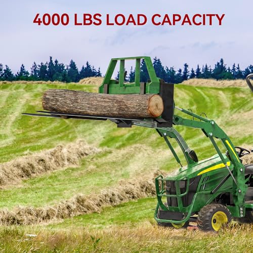 YITAMOTOR 4000lbs Pallet Fork Frame, 50" Skid Steer Pallet Fork Frame Fits John Deere Tractors, Green