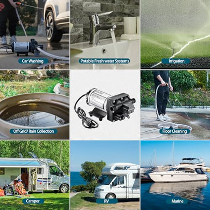 WASSERMANN RV Water Pumps Pressure Pump 115V AC with Pressure Switch, Self-priming Water Pump 5.0GPM 55PSI, Fresh Water Pump for RV Kitchen Barthroom Marine Yacht Garden Diaphragm Pump - color: White05