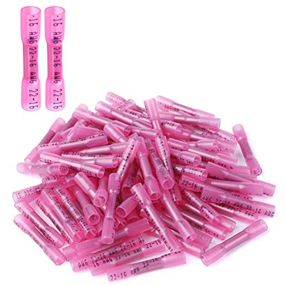 500PCS Heat Shrink Butt Wire Connectors 22-16 AWG, Insulated Waterproof Electrical Wire Connectors Automotive Marine Grade Wire Crimp Terminals Butt Splices, Ideal for Boat, Truck, Red - size: 22-16 AWG - Red 500 PCS