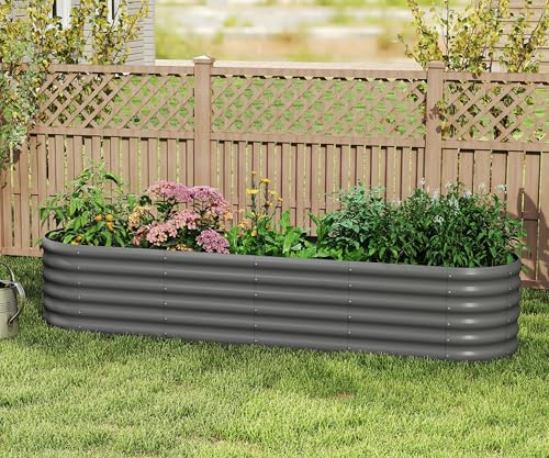Besebay Galvanized Raised Garden Bed, Outdoor Planter Bed, - color: Dark Grey, size: 8x2x1.5ft