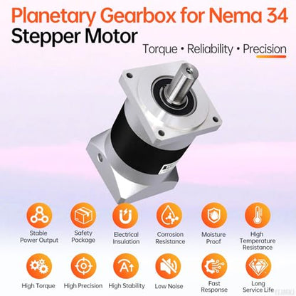 Ratio 50:1 Planetary Gearbox for Nema 34 Stepper Motor 85-134mm