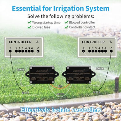 Irrigation Controller Protection Isolator for Multi-Unit Systems, Prevents Interconnection Issues, Compatible with 24 VAC WiFi and Mechanical Sprinkler Systems