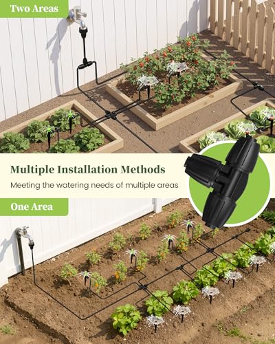RAINPOINT Drip Irrigation System, Quick-Connect Garden Watering System Kit with Adjustable Emitters for Greenhouse, Garden Grid, Raised Bed, Potted Plant