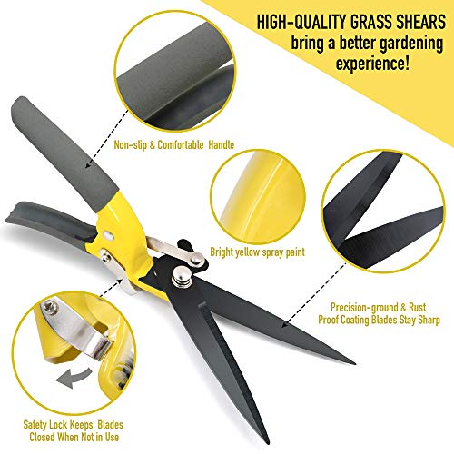 JARDINEER Sharp Grass Shears, Grass Clippers Handheld, Manual Grass Cutter Edging Shears for Lawn Garden