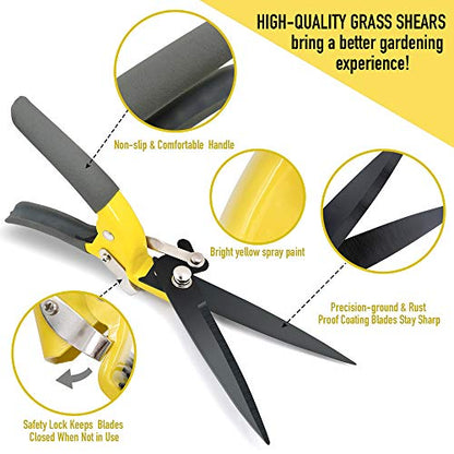 JARDINEER Sharp Grass Shears, Grass Clippers Handheld, Manual Grass Cutter Edging Shears for Lawn Garden
