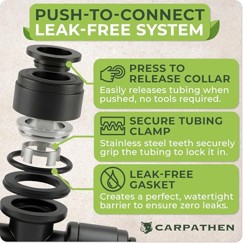 CARPATHEN 1/2" to 1/4" Barbed Tee Quick Connector, 2 Way Fittings, Parts