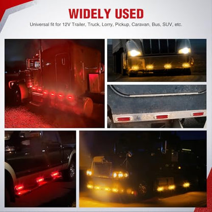 Nilight 6.3" Amber Red Rectangle Side Marker Light with High Low Strobe - color: Amber Red 6.3" 20Pcs