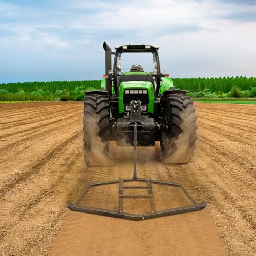 Towallmark Heavy Duty Tow Behind Drag Harrow Rake – 60 Inch Reversible Design, Adjustable Bars – Perfect for Leveling Gravel Driveways, Soil, Gardens, Fields, Arena Maintenance – Compatible with ATV,
