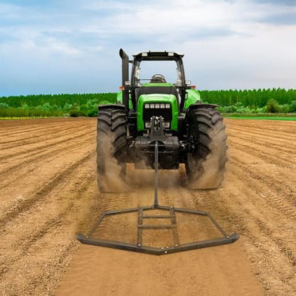 Towallmark Heavy Duty Tow Behind Drag Harrow Rake – 60 Inch Reversible Design, Adjustable Bars – Perfect for Leveling Gravel Driveways, Soil, Gardens, Fields, Arena Maintenance – Compatible with ATV,
