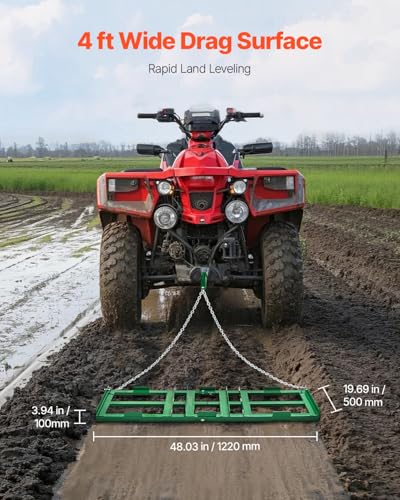 VEVOR Drag Harrow 4 ft Tow Behind Drag Harrow with 72 in Chain, Green - size: 4 FT- Green
