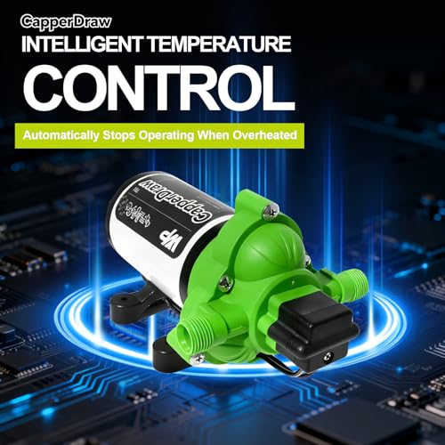 33 Series Water 12V DC Pressure Pump 4.0GPM 50PSI Self-Priming Diaphragm Pump, Smart Pressure Switch for Kitchen/Bathroom/RV/Caravan/Garden/Marine Yacht Use, Overheat Shut-off, UL Certified - size: 4.0GPM-50PSI-12V-Barbed Hose Adapters