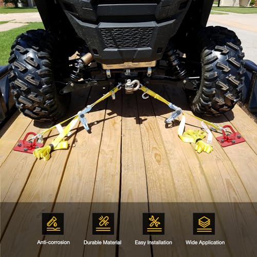 Nilight 1/2" Heavy Duty Trailer D Ring Tie Down Anchors with Backing Plates - color: Red, size: D Ring