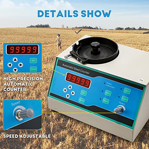 CGOLDENWALL New Automatic Seeds Counter Machine Microcomputer Automatic Counting Instrument for Various Shapes Cereals Seeds Blue (with Clearance Adjustment Knob)