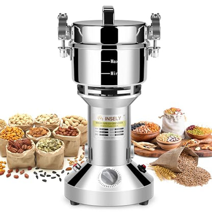 Grain Mill Grinder 300g High Speed Food Grain Mill Stainless Steel Seeds Flour Nut Wheat Corn Spices & Seasonings Dry Grinder Electric Machine Grinder for Kitchen - size: 300g