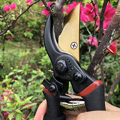 gonicc 8" Professional Premium Bypass Titanium Pruning Shears(GPPS-1003) - color: Golden Titanium Bypass Pruning Shears