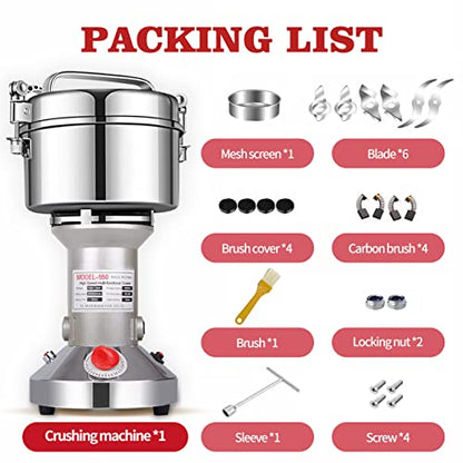 LEJIEYIN Electric herb Grinder 550g High Speed Electric Stainless Steel Spice Flour Mill Herb Grinder Powder Machine for Dry Food Grin - size: 550 g