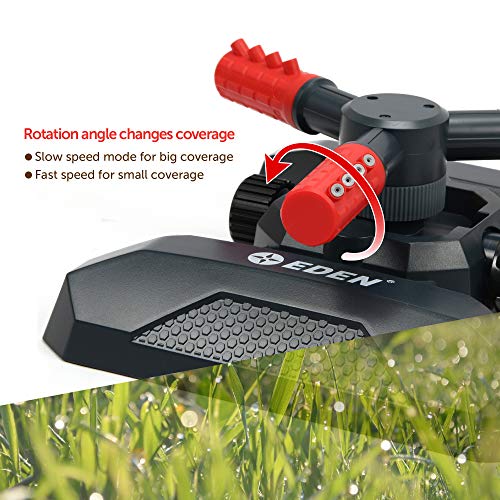 Eden 94120 Automatic Rotating Lawn and Garden Sprinkler for Yard, Large Area Coverage W/Quick Connect Starter Set, Weighted Base - style: On Weighted Base