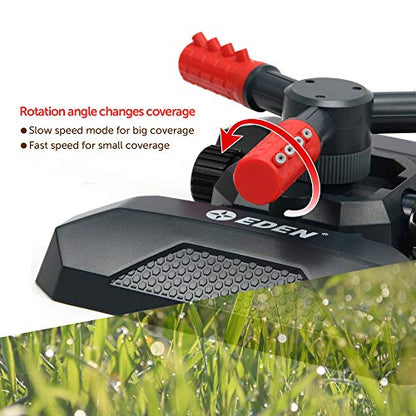 Eden 94120 Automatic Rotating Lawn and Garden Sprinkler for Yard, Large Area Coverage W/Quick Connect Starter Set, Weighted Base - style: On Weighted Base