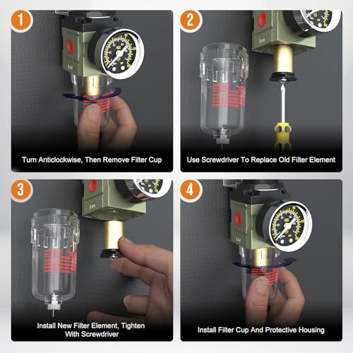 1/4 NPT Airbrush Regulator Air Compressor Moisture Water Trap - color: Semi-auto Drain
