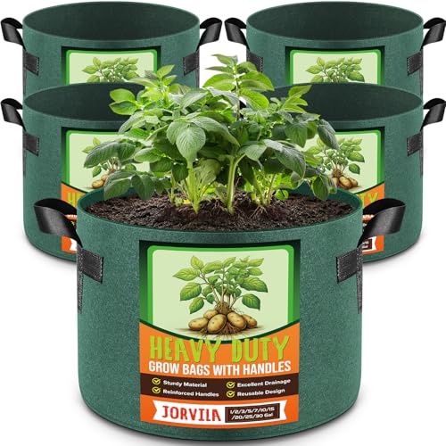 Jorvila 5-Pack 5 Gallon Grow Bags - color: Green, size: 5 Gallon